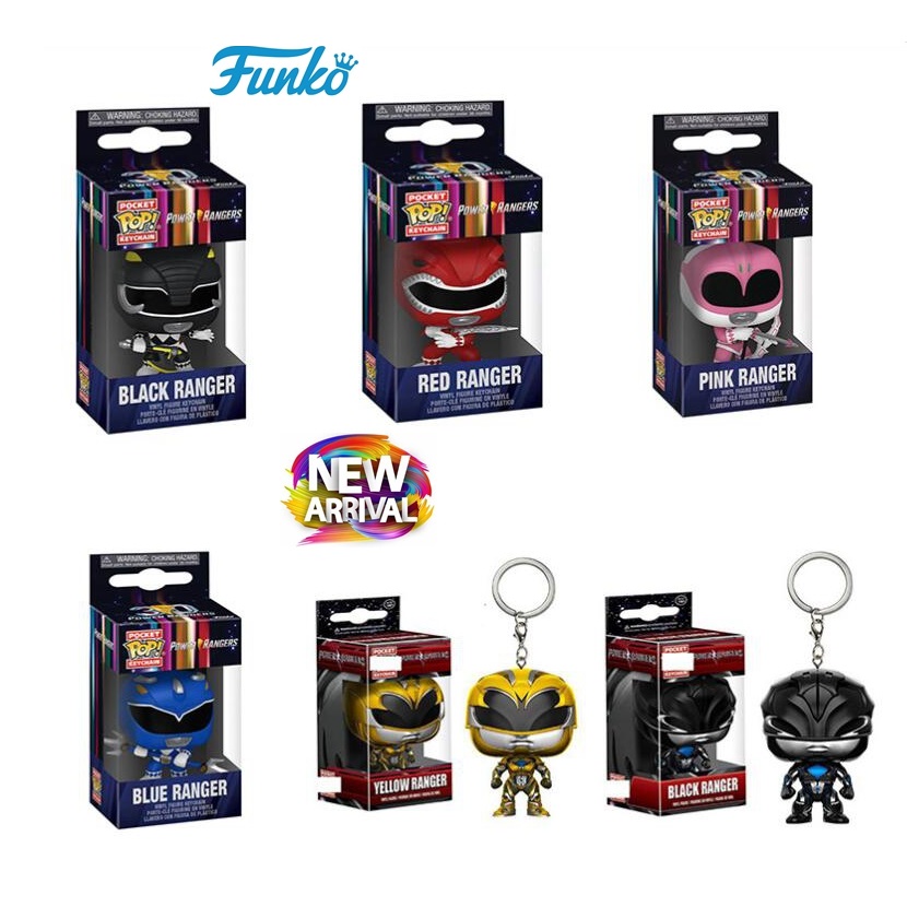 Model Kit Power Rangers - Funko ป๊อปพาวเวอร์เรนเจอร์พวงกุญแจป๊อปพวงกุญแจป๊อปมาใหม่ล่าสุดสีชมพูเรนเจอร์สเปนแดงน้ำเงินเหลืองแรนเจอร์ไวนิลฟิกเกอร์ของเล่นโมเดลสะสม