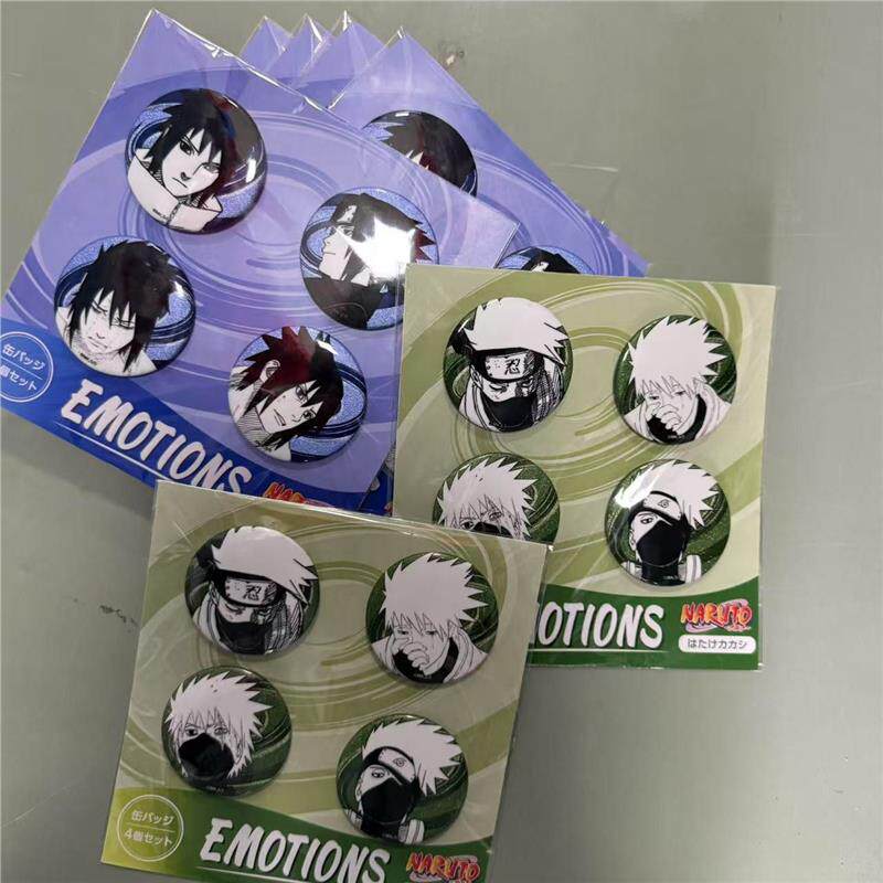 Model Kit Naruto - ตราสัญลักษณ์นารูโตะ อุจิวะ ซาสึเกะ ฮาตาเกะ คาคาชิ ชุดเข็มกลัดโลหะที่ระลึกครบรอบ