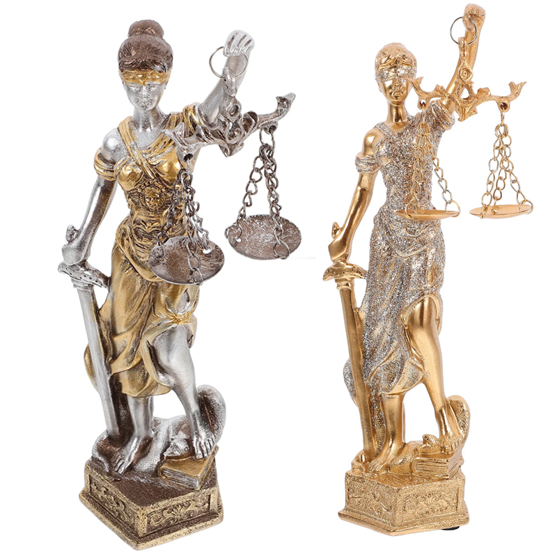 Model Kit Judge - เรซิ่นเลียนแบบทองแดง Goddess of Justice รูปปั้นเครื่องประดับในครัวเรือนกฎหมายสํานักงาน Retro