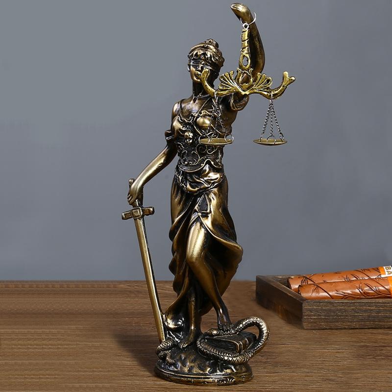 Model Kit Judge - รูปปั้นเทพีแห่งความยุติธรรมทำจากทองเหลืองโบราณ ของตกแต่งธีมกฎหมายสำหรับสำนักงานกฎหมาย/ห้องทำงาน ของประดับตกแต่งบนโต๊ะ