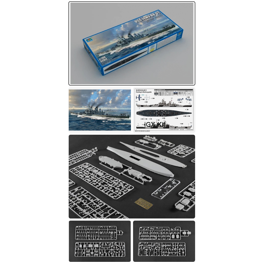 Model Kit Uss Iowa - ชุดประกอบโมเดลเรือรบพลาสติก Trumpeter 06749 ขนาด 1/700 รุ่น